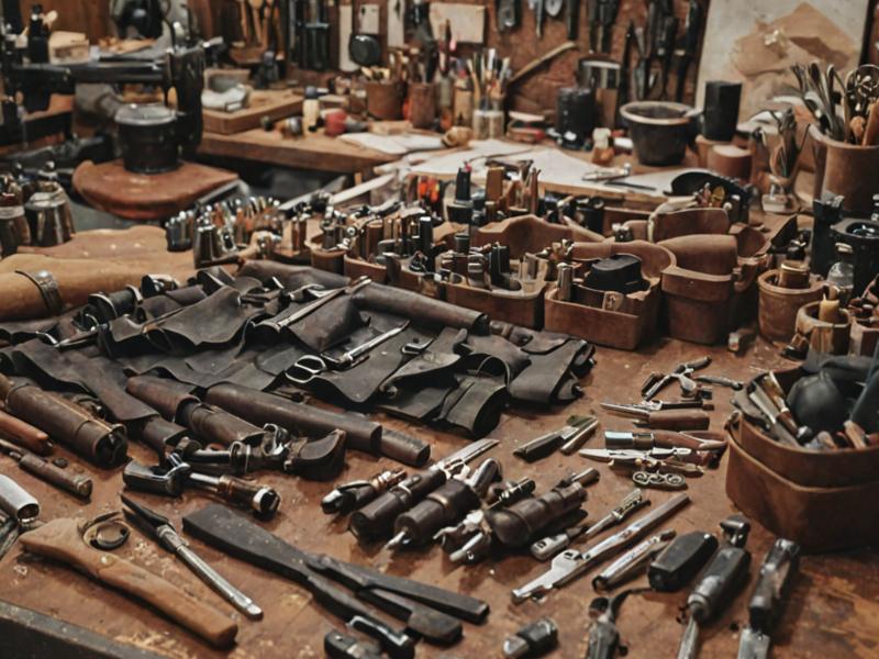 Professional leather cleaning workspace